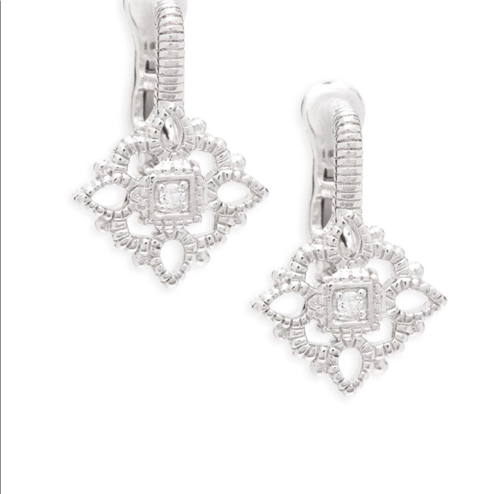 Judith Ripka topaz lever back earrings new